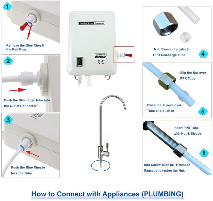 110V Drinking Water Pump for 5 Gallon Bottle Dispenser Pump System for Refrigerator Ice Maker Coffee Machine Faucet (Classic- Dual Inlet)
