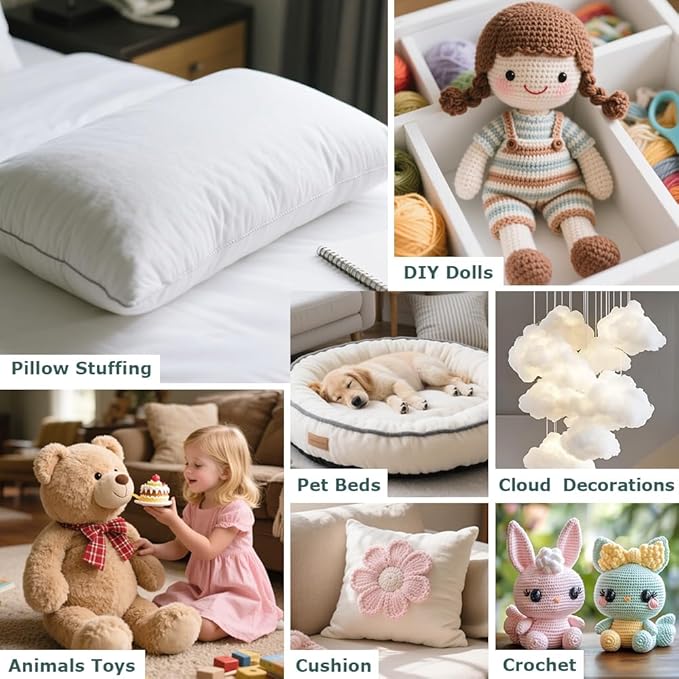 Welacer Polyfill Stuffing, Fluffy Pillow Stuffing for Stuffed Animals, DIY Plush Toys, Cushions, Cloud Decorations, Premium Original White Polyester Filling for Crochet Crafts,20lb/320oz