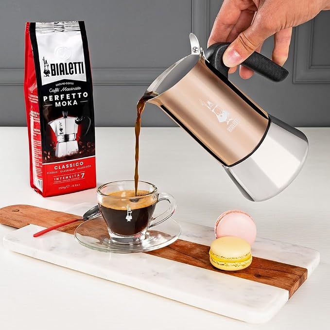 Bialetti - New Venus Induction, Stainless Steel Stovetop Espresso Coffee Maker, Suitable for all Types of Hobs, 6 Cups (7.9 Oz), Copper,Silver