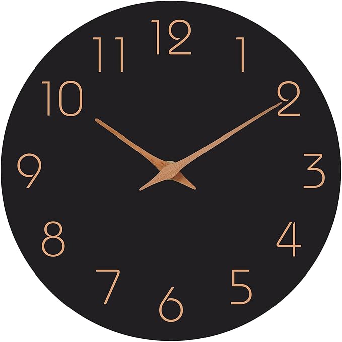 Mosewa Large Wall Clock 18 Inch Black Battery Operated Silent Non Ticking Simple Minimalist Rose Gold Numbers Clock Decorative for Bedroom Living Room Kitchen Home Office