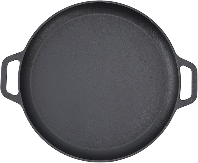 Cast Iron Pan Cast Iron Pancake Flat Skillet 35cm Thickened Stick Frying Pan for Uniform Heating Uncoated Design Ideal for Pancakes Crepes Tortillas Easy to Store (30cm)