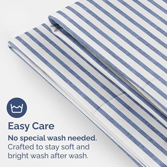 King Standard Pillow Cases Set of 2 - Ultra-Soft Hotel Quality Pillowcase Covers - Comfy, Cozy & Fade Free - Wrinkle Resistant - Machine Washable Pillow Protectors - 2 Piece Set - Blue Stripes 2