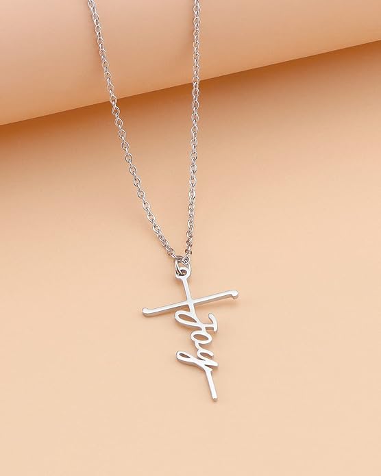 Lcherry Faith Cross Pendant Necklace for Women Religious Christian Jewelry Mother's Day Gifts for Women
