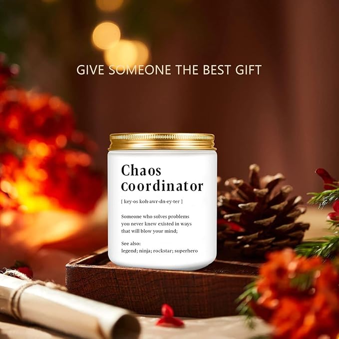 LEIOH Chaos Coordinator Gift Ideas,Christmas Birthday Thank You Gifts for Women,Boss Lady,Coworkers,Manager,Office,Teacher,Nurse,Mom,Her, Lavender Jar Candle