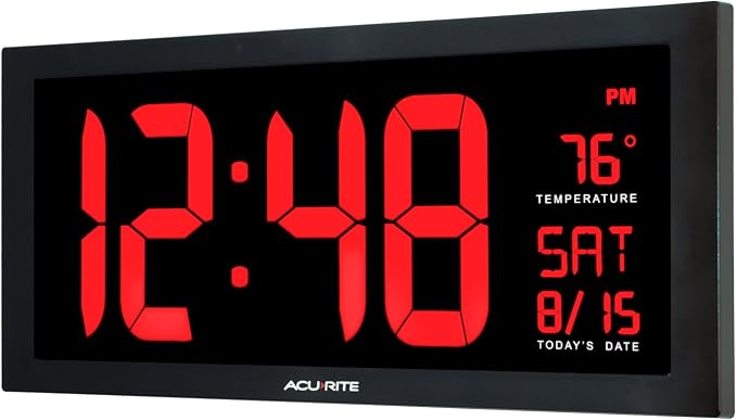 AcuRite Digital Clock, 18-Inch / Red