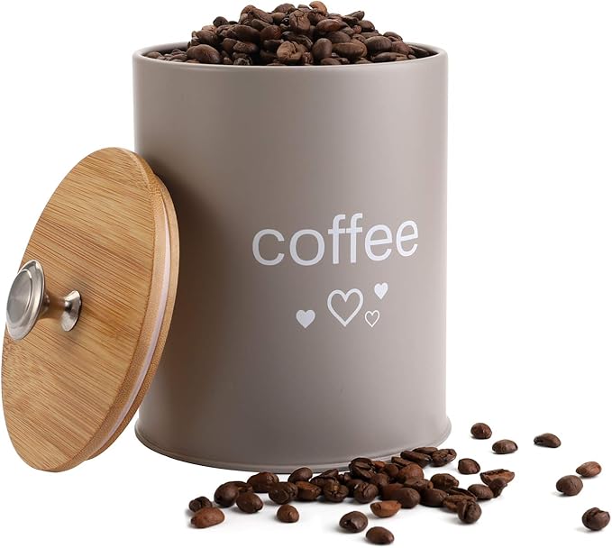 Fasmov Set of 3 Kitchen Canister Set, Coffee, Sugar, and Tea Storage Container Jars with Bamboo Lids for storing Sugar, Coffee and Tea, Gray