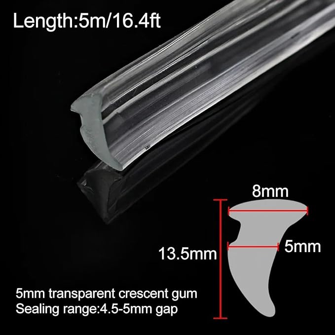 5M Alloy Window Sealing Strip Card Slot Gap Seal PVC Door Dustproof Sound Insulation Weatherstrip Home Hardware,Transparent-5mm