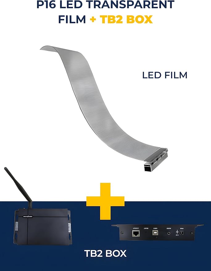 Self-Adhesive LED Flexible Transparent Film Screen for Retail Windows, Storefronts, Glass Doors and Many More for Digital Advertising | Sunlight-Readable Display (P16, 1 Pack with TB20 Box)
