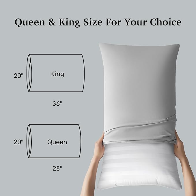 Beautyrest Luxury Goose Feathers Down Pillows Queen Size Set of 2, Hotel Collection Fluffy Bed Pillows, Medium Firm Hypoallergenic Pillow, 500 Thread US Grown Cotton Cover (20x28, Pack of 2)