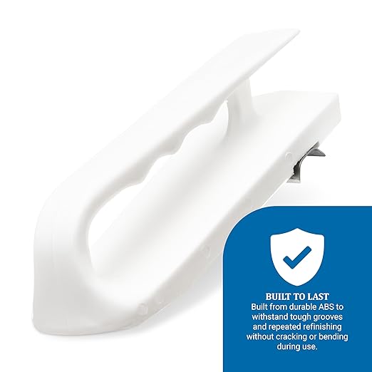 San Jamar Cutting Board Refinisher Cutting Board Scraper with Grooved Handle for Kitchen and Restaurants, Plastic, 6.5 x 2.5 Inches, White