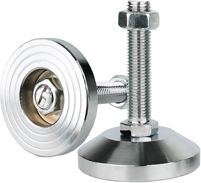 Machine Leveling feet, Heavy Duty Leveler Leg 3.15" Dia. Base, Leg Leveler M16 Thread, 3300 Lb Capacity,Capacity for Workbench, Machine, Cabinet (D80xM16x80,2 Pack,Silvery)
