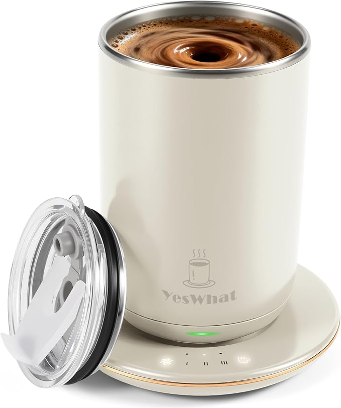 Self Stirring Coffee Mug, Self Heating Coffee Mug with Smart Temperature Control, Heated Coffee Mug 10 oz, Electric Coffee Cup,with Heating Base,Auto Shut Off Warming Mug for Mom