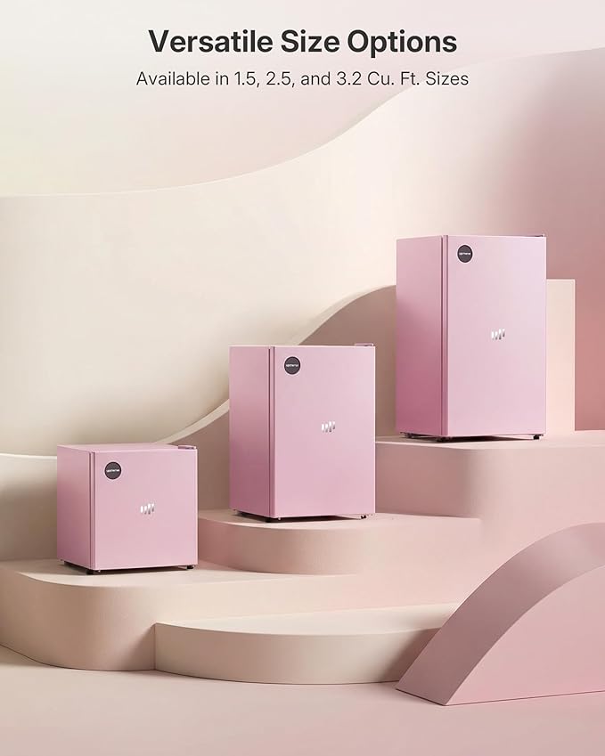 Upstreman 3.2 Cu.Ft All-Refrigerator Mini Fridge, Single Door Small Refrigerator, Dorm Fridge with 7 Adjustable Thermostat, Compact Refrigerator for Office, Bedroom or Dorm,Pink-CR32