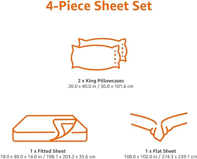 Amazon Basics Soft, Breathable, Wrinkle-Free Brushed Microfiber 4 Piece Bed Sheet Set, Machine Washable, 14-Inch Deep Pockets, King, Dark Gray, Solid