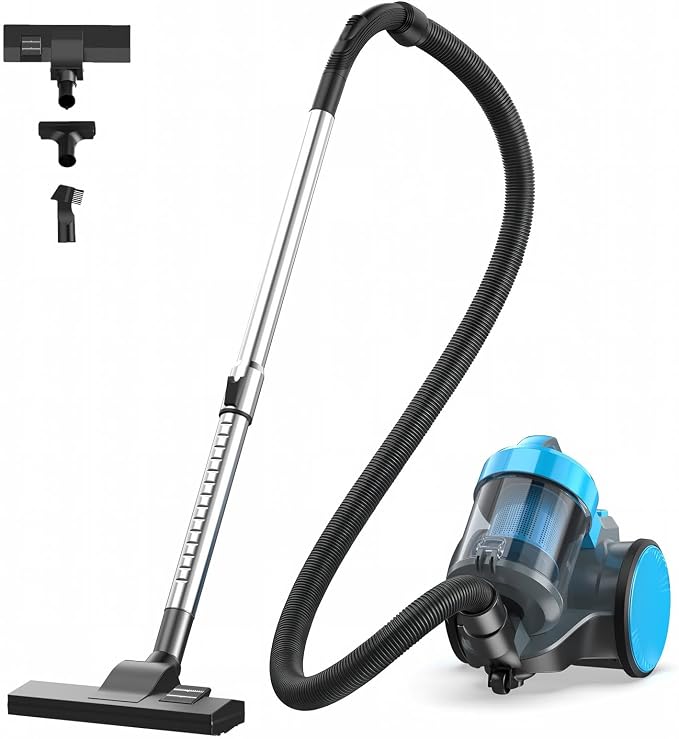NEWBULIG Canister Vacuum Cleaners for Home, Strong Suction Bagless Vacuum Cleaner, 850W 16Kpa for Hard Floor and Carpet, Retractable Cord,1.8L Large Dust Cup