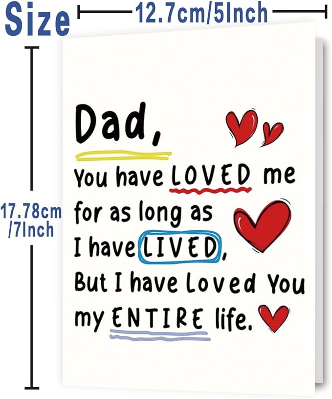 Fathers Day Card Gift for Dad from Daughter Son, Meaningful Double-Sided, Minimalist Premium Design, Perfect Father's Day Decoration Ideas