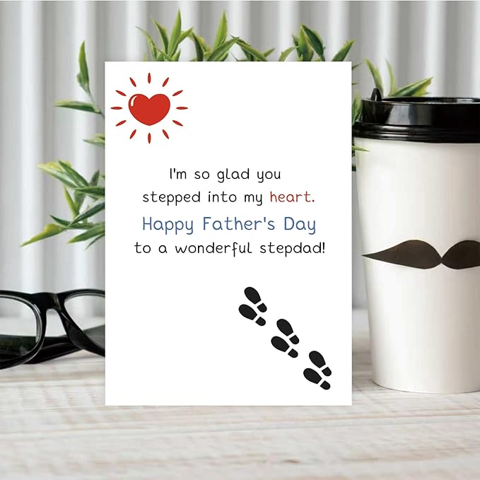 Step Dad Father Day Card, Funny Bonus Dad Fathers Day Card Gifts from Son Daughter, Happy Father's Day to A Wonderful Stepdad