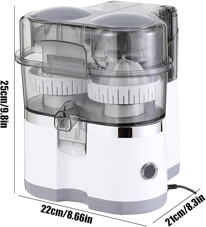 Twin Citrus Juicer, 500ML Dual-Head Electric Citrus Juice Maker with Built-In Slicer, Removable Cones and Strainer for Orange, Lemon, Lime, Grapefruit