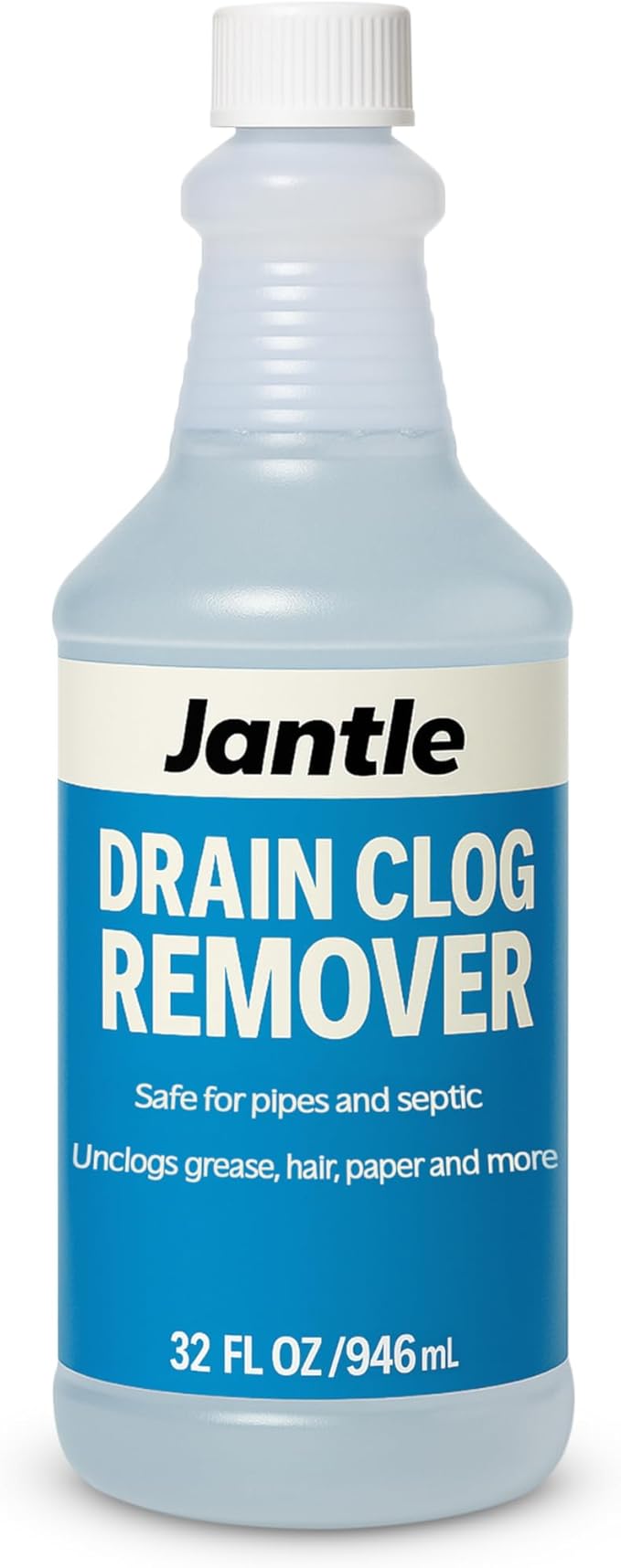Drain Clog Remover - 12 Pack, 32 oz Bottles Powerful Drain Cleaner Liquid for Shower, Sink, and Toilet - Dissolves Hair, Grease, Paper, Fat, Oil - Plumbing & Septic Safe - Easy to Use Formula