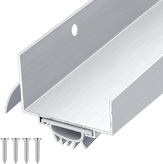 MorningRo 1 Pcs 1-3/4" x 36" U Shaped Aluminum Door Sweep for Bottom of Door with Drip Cap Screw-on Metal Weather Stripping Seal Draft Stopper Threshold for Exterior Front Doors (Silver)