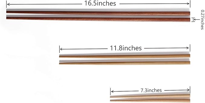 Donxote Wooden Noodles Kitchen Cooking Frying Chopsticks 16.5 Inches Brown Extra Long Set of 2 Pairs