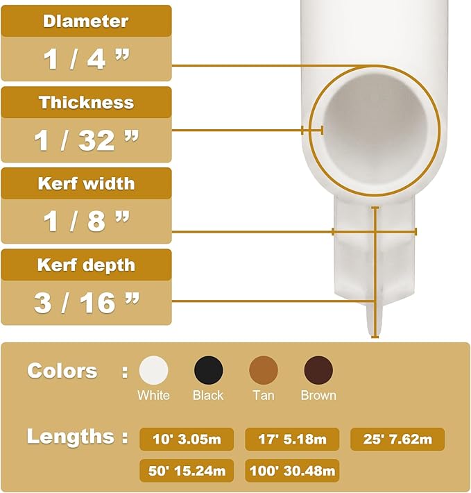 Window Weatherstrip Seal 1/4" Bulb Bubble Kerf Mount Bulb Gasket Window Weather Stripping Kerf - 4 Colors and 5 Length Options (50', White)