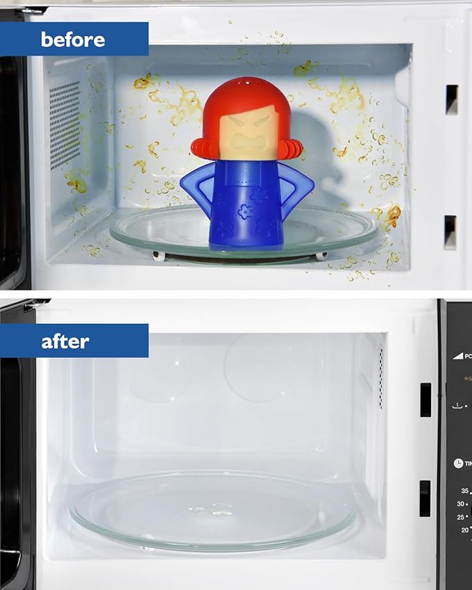 Angry Mama Microwave Oven Steam Cleaner and Disinfects With Vinegar and Water for Kitchens (Blue)