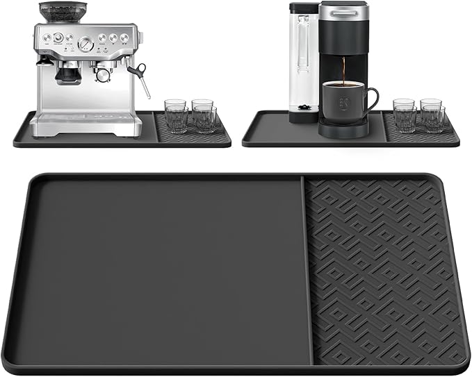 Silicone Coffee Mat with Raised Edges 24" x 16" – Waterproof Countertop Mat, Coffee Maker Pad, Espresso Machine Mat, Heat Resistant Dish Drying Mat