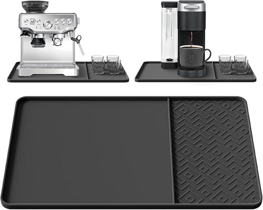 Silicone Coffee Mat with Raised Edges 24" x 16" – Waterproof Countertop Mat, Coffee Maker Pad, Espresso Machine Mat, Heat Resistant Dish Drying Mat