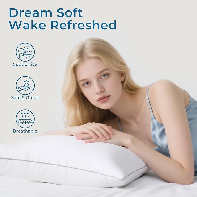 Sasttie Firm King Size Pillows Set of 4, Bed Pillows for Side, Back, and Stomach Sleepers - Oeko-Tex Certified Supportive Down Alternative Plump Filling - Hotel Quality and Machine Washable, 4 Pack