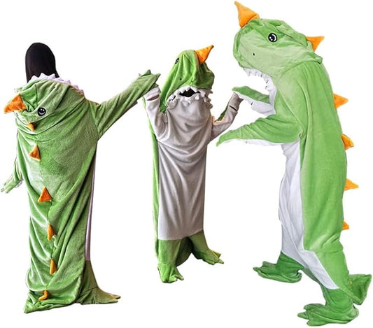 Wearable Dinosaur Blanket Hoodie Animal Sleeping Bags Soft Cozy Dinosaur Gifts(M fit for 4'9"-5'1")