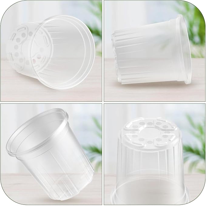 Bluepro Clear Nursery Pots with Drainage Holes, 7 Inch, 1 Gallon, 30-Pack | Clear PET, 1-Gallon Capacity, Root and Moisture Visibility, Flexible, Reusable, Indoor/Outdoor Use, Propagation and Repotting
