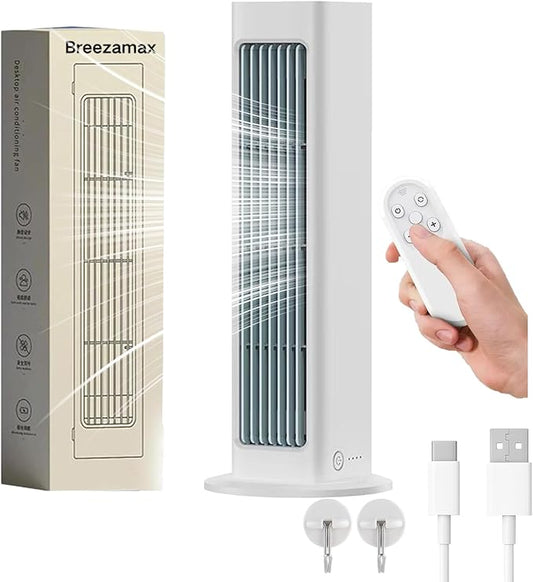 Conditioner, 3 Speed Remote Control Desktop Air Fan, USB Rechargeable Portable Cooling Air Conditioner Fan for Indoor Home Bedroom Office Kitchen