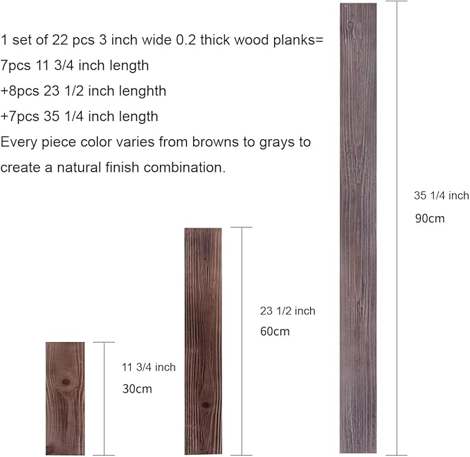 Peel & Stick Real Wood Planks, Rustic Reclaimed Barn Wood Paneling, Brown Gray Combinations, 10.5 sq. ft