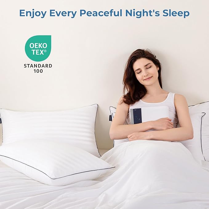 GOHOME Pillows Queen Size Set of 4 - Bed Pillows for Sleeping 4 Pack, Cooling Supportive Hotel Pillows with Premium Soft Down Alternative Fill for Side Stomach and Back Sleepers
