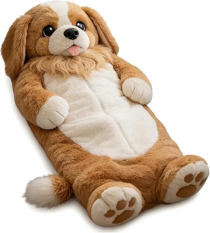 Wearable Sleeping Bag for Adults Oversized Plush Dog Bean Bag Chair Giant Human Dog Bed Soft Flannel Stuffed Animal Mattress for Nap Movie Night Lounge