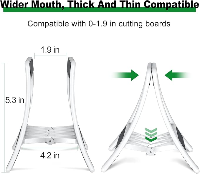 Cutting Board Holder, Cutting Board Rack Chopping Board Holder,Auto Width Adjustable Cutting Board Holder Stand for Countertop Counter Kitchen Cabinet (White)
