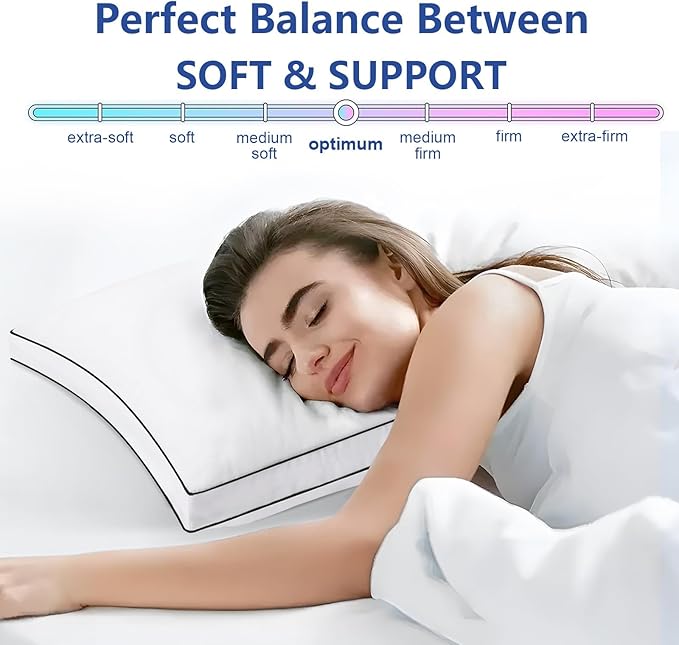 Premium Pillows Standard Size Set of 4, Fluffy and Supportive 7D Down Alternative Bed Pillows, Luxury Soft Hotel Quality Gusseted Pillow for Side Back Stomach Sleepers, Relief Neck Head Shoulder Pain