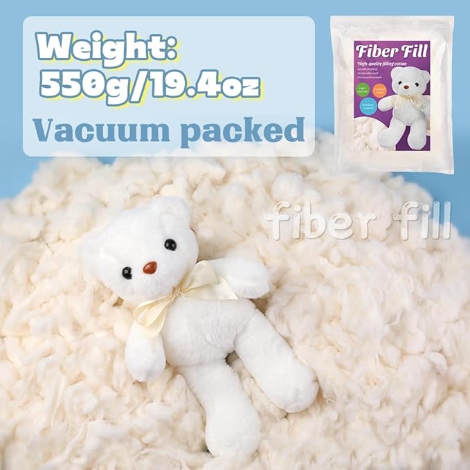 Kogyxe 19.4 oz/1.21 lb Cotton Stuffing, Natural Cotton Filling for Stuffed Animals, Stuffing for Crochet, Soft Pillow Stuffing for Crochet Animals, Cushions Stuffing DIY Crafts