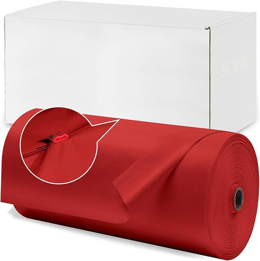 Plastic Table Cloth, 410 Ft X 54 in Disposable Tablecloth Red Tablecloth Premium PEVA Plastic Table Cloth Disposable with Any Cut Sliding Cutters for Picnics, Parties, Birthdays, Festivals