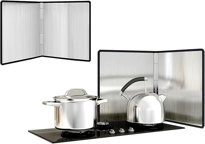 Multi-Sided Stove Splatter Guard for Cooking Kitchen Anti Shield Portable Folding Cooker Side Fat Oil Splash，Stainless Steel Stove Splash Guard - Folding Grease Splatter Shield for Frying Pa