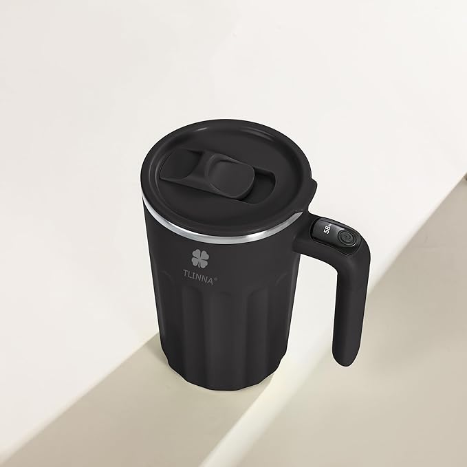 Drink Stirrer,Self Stirring Mug,Self Stirring Coffee Mug,Suitable for Coffee, Milk, Cocoa and Other Beverages (Black, 12 Ounces)