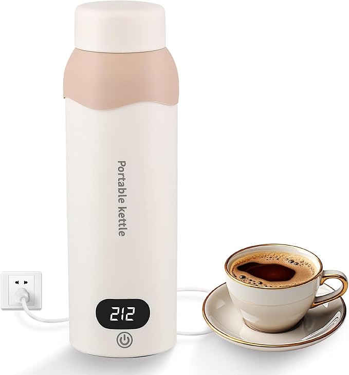 Travel Electric Kettle Small 304 Stainless Steel Portable Kettle with Automatic Shut Off & 6 Temperature Control for Coffee/Tea/Milk, 450mL Mini Hot Water Boiler