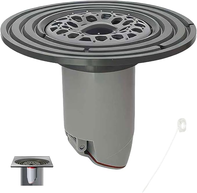 Odor-Proof Shower Drain Plug with Magnetic Backflow Preventer & Hair Catcher, Floor Drain Cover for 1.5"-3.9" Drains, 500ML/S Fast Drainage