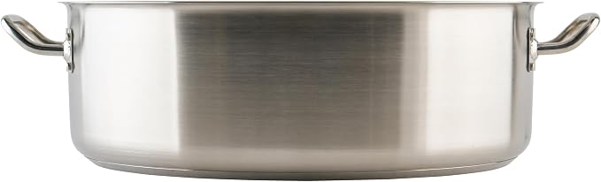 Winware - Stainless Steel 25 Quart Brasier with Cover | Made from extra-heavyweight 6mm thick 3003 aluminum, Great for Braising, Simmering, Batch Cooking and Restaurant Kitchens