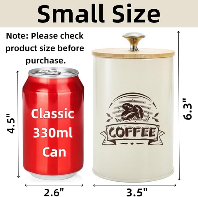 Covzoe 3 Pack Small Canisters for Kitchen, 26 Oz Metal Coffee Sugar Tea Canisters Set with Airtight Bamboo Lids, Mini Food Storage Containers Jars for Tea, Flour, Cookies, Spices, Countertop