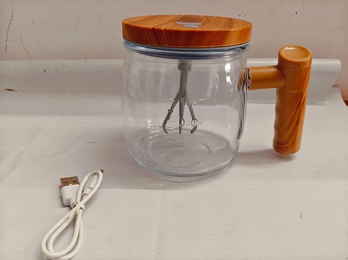 Self Stirring Coffee Mug, Glass Electric Self Mixing Cup with Lid & Handle, 400ml Auto Self Stirring Cup to Stir Coffee, Mixed Milk, Powder (400 ml)