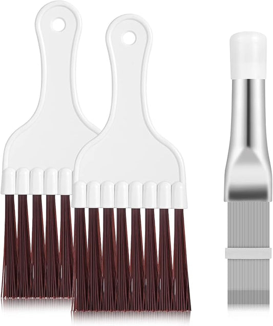 Pimoys 3 in 1 Set Air Conditioner Condenser Fin Comb, 1 Coil Cleaner Stainless Steel Fin Comb with 2 Evaporator Radiator Cleaning Whisk Brush