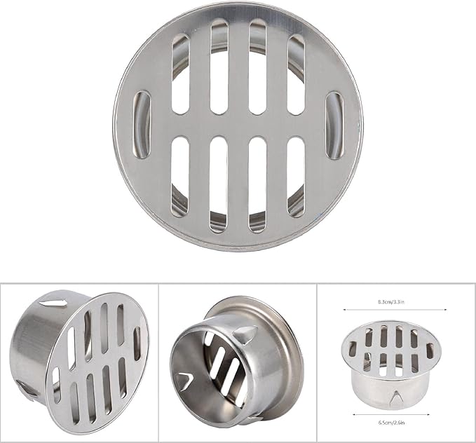 Floor Drain Cover, Stainless Steel Round Anti Blocking Round Grate Cover, Balcony Snap-in Drain Drain Strainers for Bathroom, Kitchen, Washroom, Patios(75 Flat Mouth)