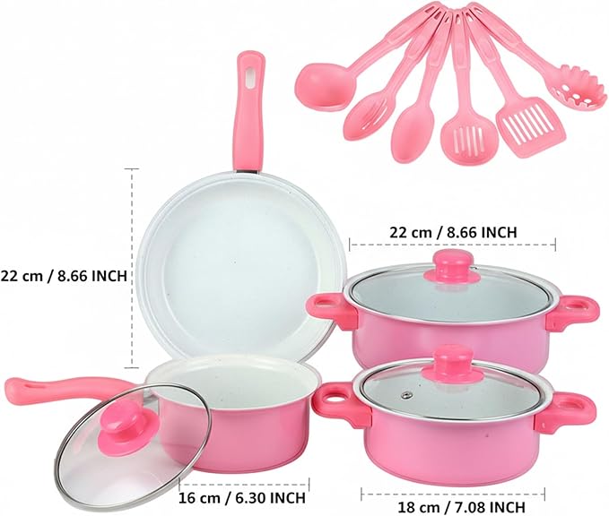 Nonstick Cookware Set, 13-piece Nonstick Cookware Set, Non Stick Pots and Pans with Frying Pan, Saucepans, Milk Pot & Utensils for Home Cooking, Style-1